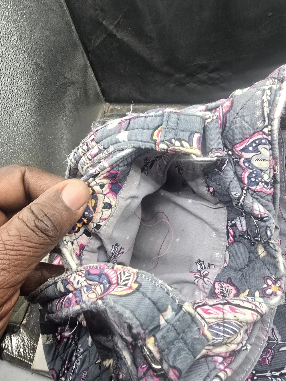 Vera Bradley Quilted Paisley Shoulder Bag in Gray and Pink